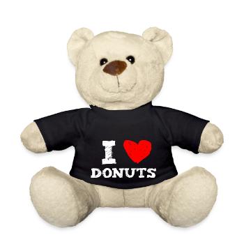 I love donuts with red heart men women - Nounours - noir - Devant