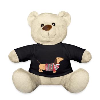 Funny Christmas Dachshund Christmas Dachshund Dog - Teddy Bear - black - Front