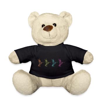 Geometric Hummingbirds - Abstract Graphics - Teddy Bear - black - Front