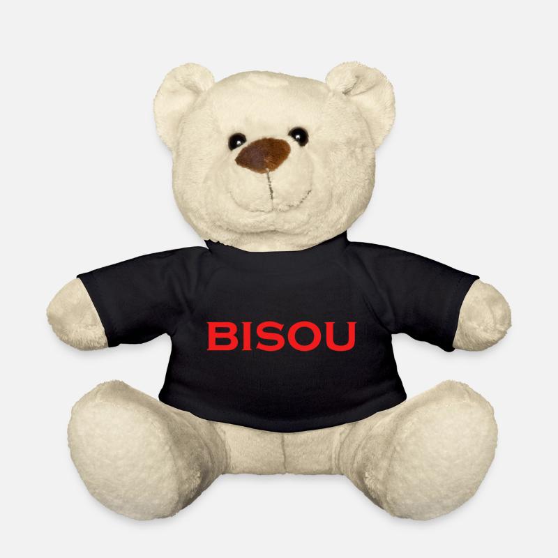 Bisou – Mot français doux pour un baiser - Nounours - noir
