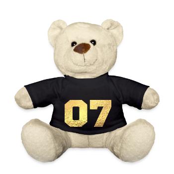 Numéro 7 paillettes doré - 7e anniversaire - Nounours - noir - Devant