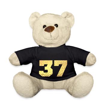 Numéro 37 paillettes doré - 37e anniversaire - Nounours - noir - Devant