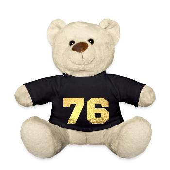 76 paillettes doré - 76e anniversaire - Nounours - noir - Devant
