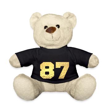 Number 87 Gold Glitter - 87th Anniversary - Teddy Bear - black - Front