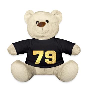 Numéro 79 paillettes doré - 79e anniversaire - Nounours - noir - Devant