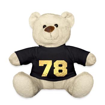 Number 78 Gold Glitter - 78th Anniversary - Teddy Bear - black - Front
