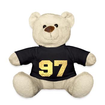Number 97 Gold Glitter - 97th Anniversary - Teddy Bear - black - Front