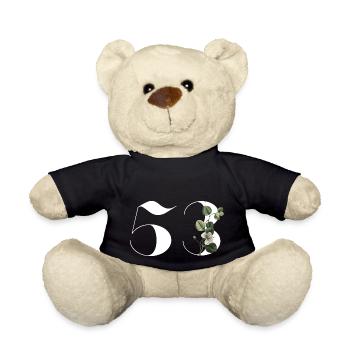 Numéro 53 floral vert - 53e anniversaire floral - Nounours - noir - Devant