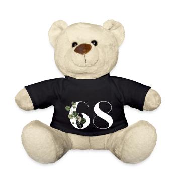 Numéro 68 floral vert - 68e anniversaire floral - Nounours - noir - Devant