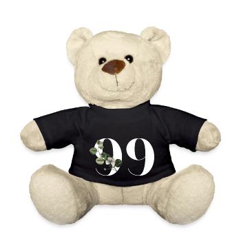 Numéro 99 floral vert - 99e anniversaire floral - Nounours - noir - Devant