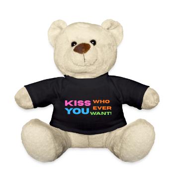 Pride / CSD / LGBTQ+ Design "Kiss" - Teddy - Schwarz - Vorne