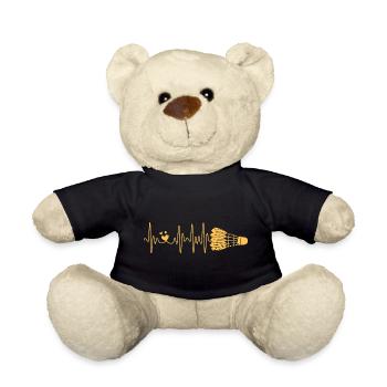 Battement de cœur de badminton pour tous les joueurs de badminton - Nounours - noir - Devant