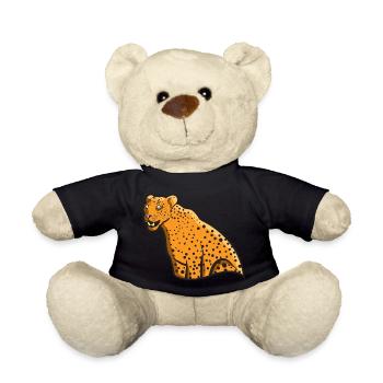 Leopard big cat wild cat gift idea wildlife - Teddy Bear - black - Front
