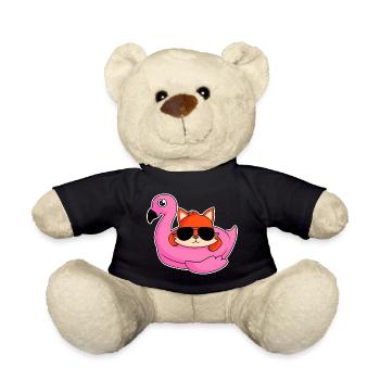 Fuchs im Flamingo - Design - Teddy - Schwarz - Vorne