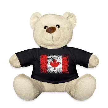Canada Flag Alt Used Look Vintage - Teddy Bear - black - Front