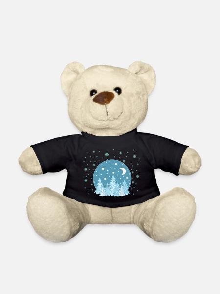 Winterwald mit Sternenhimmel - Teddy - Schwarz