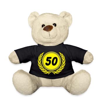50.Geburtstag , 50 Jahre Jubiläum Lorbeerkranz(25) - Teddy - Schwarz - Vorne