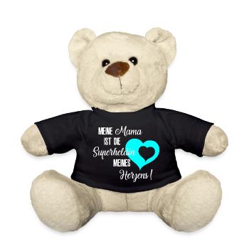 Mama - Meine Heldin, Mama im Herzen, blaues Herz - Teddy - Schwarz - Vorne