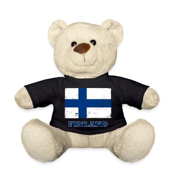 Flag of Finland, Finnish flag - Teddy Bear - black - Front