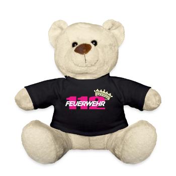 Firefighter fire pink - Teddy Bear - black - Front