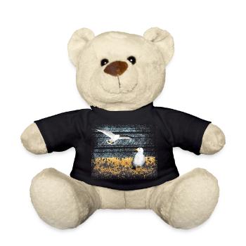Seagulls, beach, sea - Teddy Bear - black - Front
