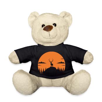 a deer with magnificent in the forest - Teddy Bear - black - Front