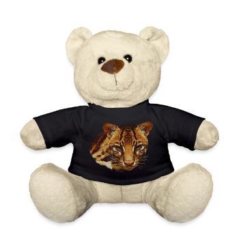 Ocelot Head, Big Cat, Animal Faces - Teddy Bear - black - Front