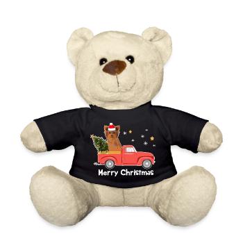 Yorkie Christmas Tree Pickup Truck - Teddy Bear - black - Front