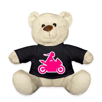 Motorcycle Ride Bikergirl Biker Woman Motorcycle - Teddy Bear - black - Front