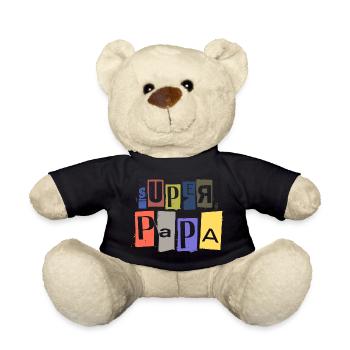 Super PAPA Anonyme Schrift Spion Raben - Teddy - Schwarz - Vorne