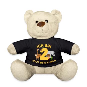 Ich bin 2 Jahre 2. Geburtstag Geschenk - Teddy - Schwarz - Vorne