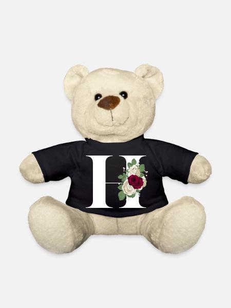 lettre H fleuris - Nounours - noir