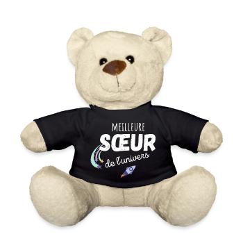 meilleure sœur de l'univers cadeau sœur - Nounours - noir - Devant
