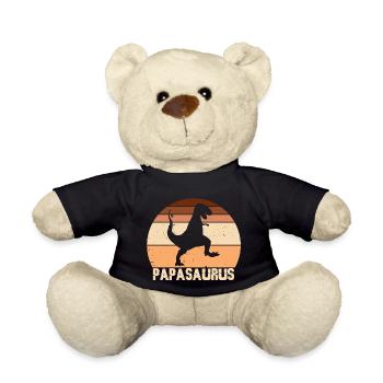 Papasaurus Papa Retro Vintage Father's Day - Teddy Bear - black - Front
