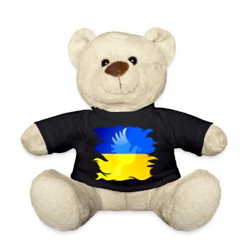 Ukraine Flagge mit Friedenstaube - Teddy - Schwarz - Vorne