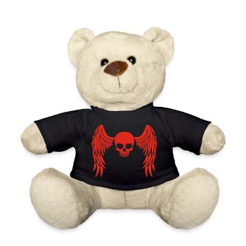 Red winged skull - Teddy Bear - black - Front