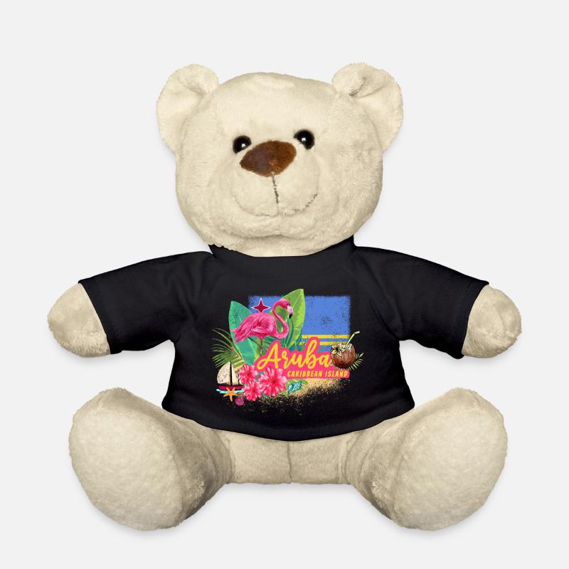 Aruba Retro Karibik Insel mit Flamingo Vintage - Teddy - Schwarz