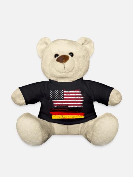 Flag Fusion: US-amerikanischer und deutscher Grunge - Teddy - Schwarz
