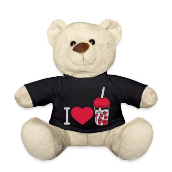 Heart love Bubble Tea - Teddy Bear - black - Front