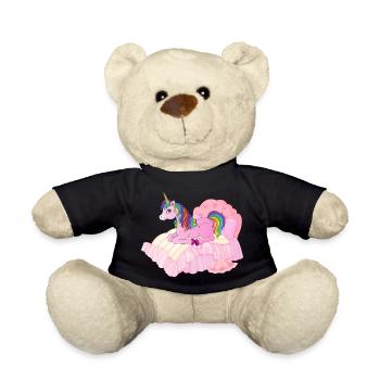 Einhorn im Bett - Teddy - Schwarz - Vorne