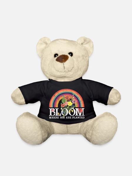 bloom where you are planted Rainbow Blooms - Teddy Bear - black