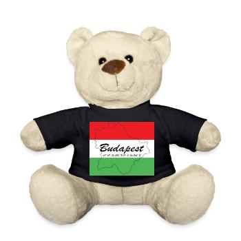 Budapest - Hauptstadt mit GPS-Koordinaten & Flagge - Teddy - Schwarz - Vorne