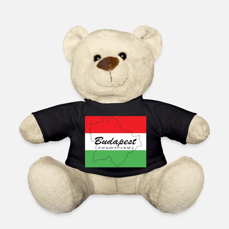 Budapest - Hauptstadt mit GPS-Koordinaten & Flagge - Teddy - Schwarz