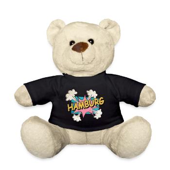 Hambourg Allemagne Ville Police Pop Art Comic - Nounours - noir - Devant