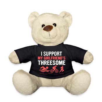 I Support My Girlfriend's Threesome Swim Cycle Run - Teddy Bear - black - Front