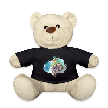 Dusseldorf Germany City Skyline Splash Colorful - Teddy Bear - black - Front
