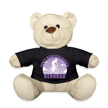 Echte Mädchen fahren Rennrad! Fahrrad Geschenk - Teddy - Schwarz - Vorne