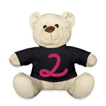 2 Number two pink number pink - Teddy Bear - black - Front