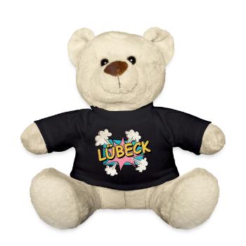 Lübeck Germany City Font Pop Art Comic - Teddy Bear - black - Front