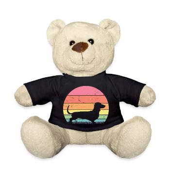 Rétro Teckel Silhouette - Cadeau Amoureux des Chiens - Nounours - noir - Devant